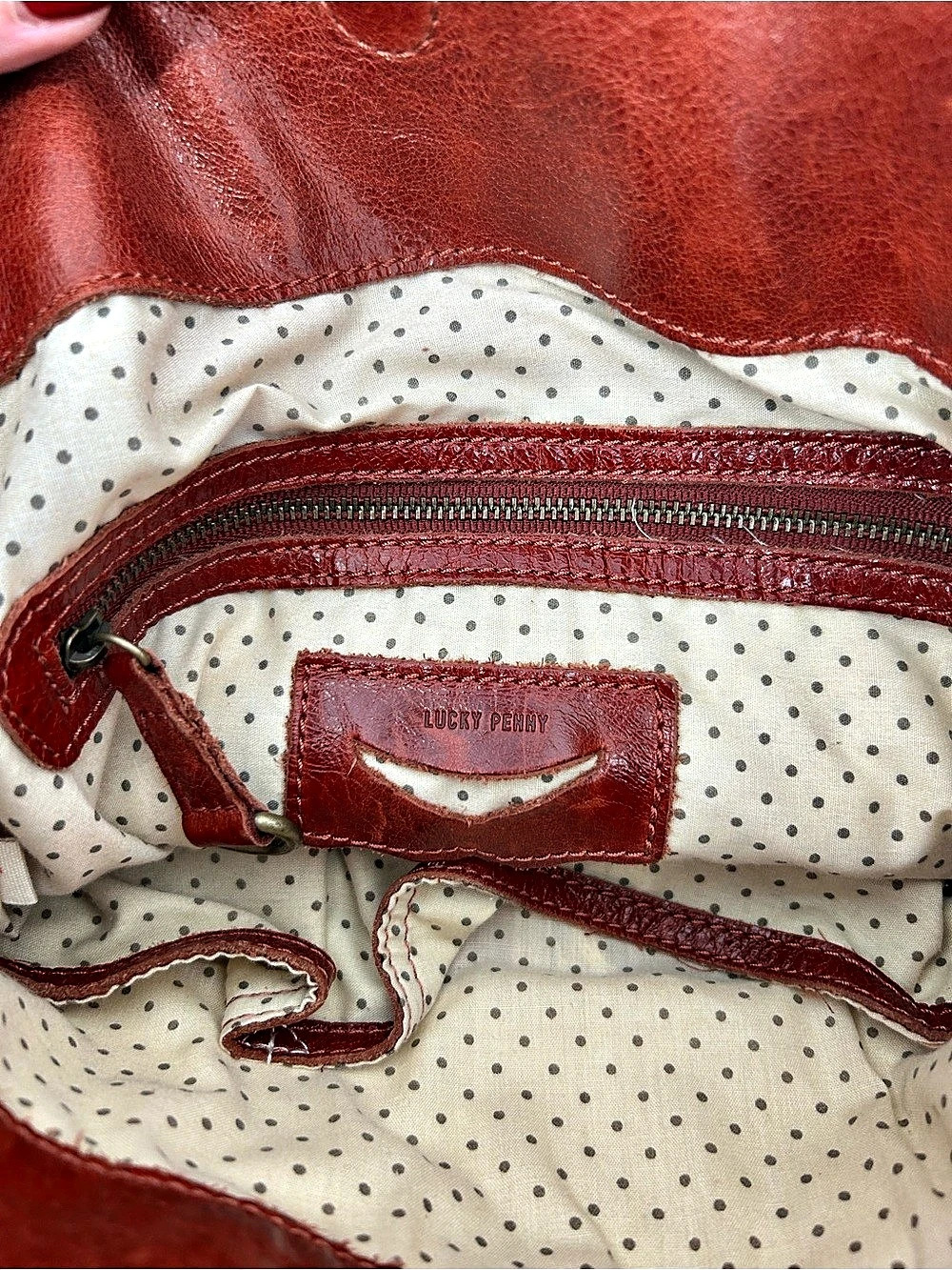 Anthropologie Lucky Penny Red Leather Scarf Bow Tote Bag - Picture 5 of 16